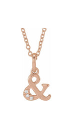 14K Rose .01 CTW Natural Diamond Ampersand 16-18" Necklace