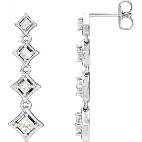 14K White Gold 3/4 CTW Natural Diamond Journey Earrings