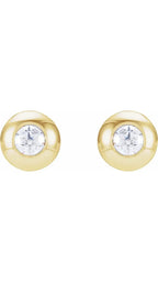 14K Yellow .06 CTW Natural Diamond Domed Bezel-Set Earrings