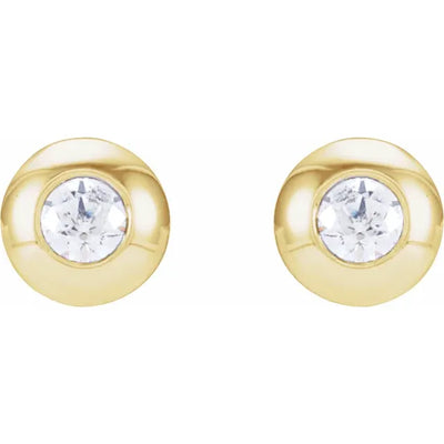 14K Yellow .06 CTW Natural Diamond Domed Bezel-Set Earrings