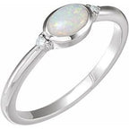 Sterling Silver Natural Ethiopian Opal & .03 CTW Natural Diamond Ring