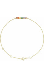 14K Yellow Natural Multi-Gemstone Bar Bracelet