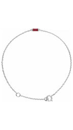 14K White Straight Baguette Natural Ruby Bracelet