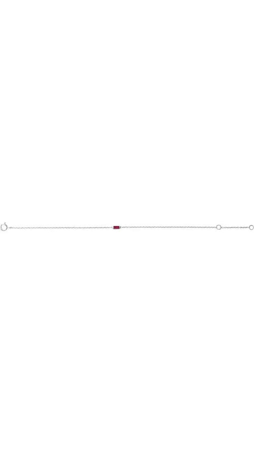 14K White Straight Baguette Natural Ruby Bracelet