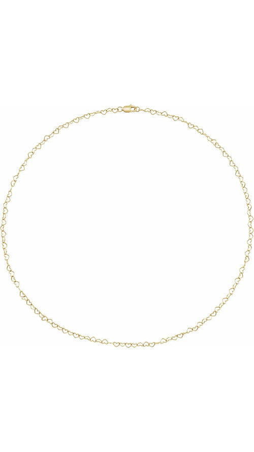 14K Yellow 3.2 mm Heart 18" Chain