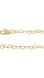 14K Yellow 3.2 mm Heart 18" Chain
