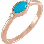 14K Rose Natural Turquoise & .03 CTW Natural Diamond Ring