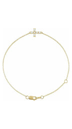 14K Yellow 1/8 CTW Rose-Cut Natural Diamond Sideways Cross