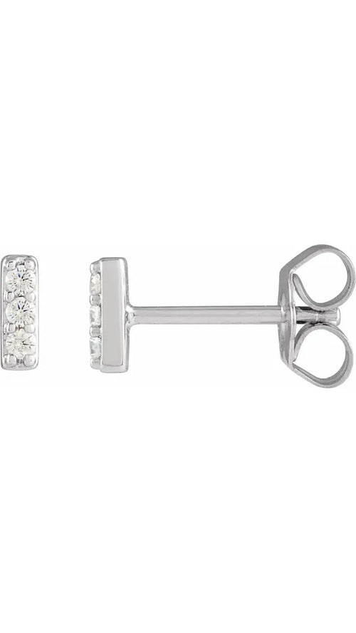 14K White 1/10 CTW Natural Diamond Bar Earrings