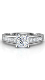 1.40CTW Princess Cut Diamond Ring 14KT White Gold