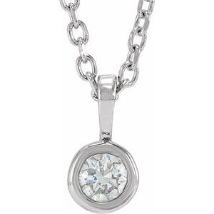 Sterling Silver .06 CT Natural Diamond Bezel-Set Solitaire 16-18" Necklace
