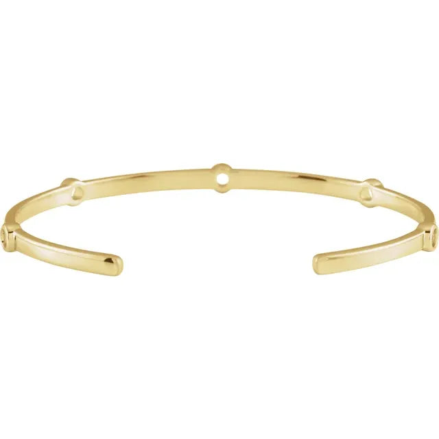 14K Yellow 5-Stone Family Cuff Bracelet