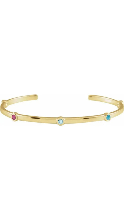14K Yellow 5-Stone Family Cuff Bracelet