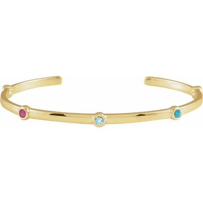 14K Yellow 5-Stone Family Cuff Bracelet
