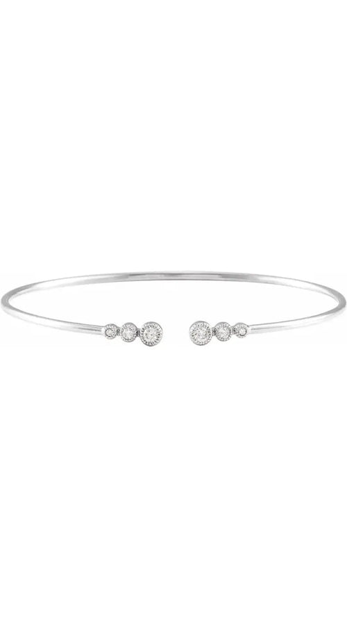 14K White 1/4 CTW Natural Diamond Cuff  Bracelet