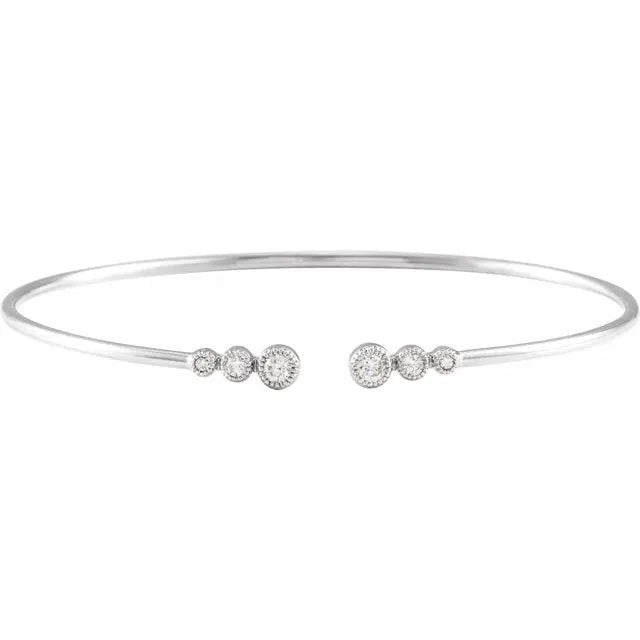 14K White 1/4 CTW Natural Diamond Cuff  Bracelet