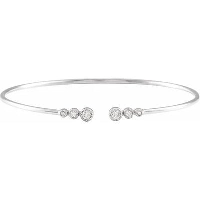 14K White 1/4 CTW Natural Diamond Cuff  Bracelet