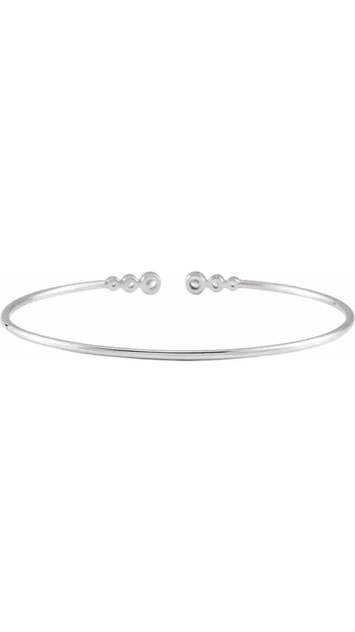 14K White 1/4 CTW Natural Diamond Cuff  Bracelet