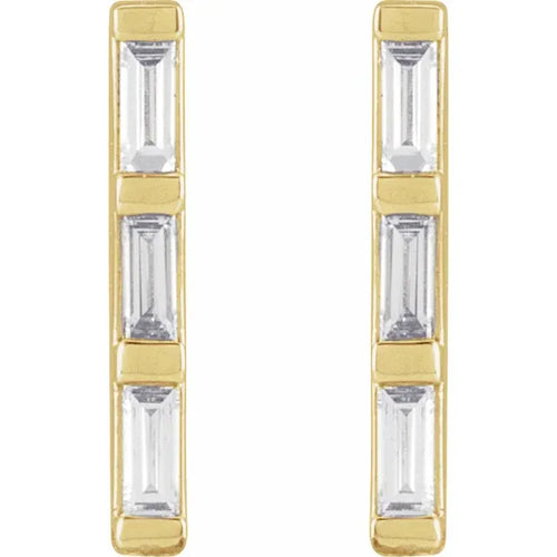 14K Yellow 1/8 CTW Natural Diamond Bar Earrings