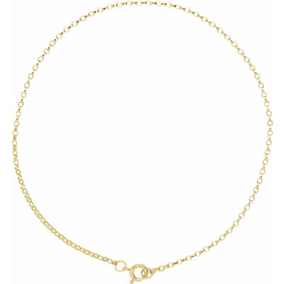 14K Yellow 1.1 mm Rolo 7" Chain