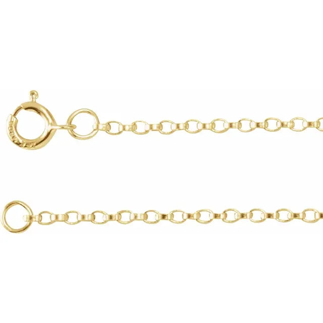 14K Yellow 1.1 mm Rolo 7" Chain