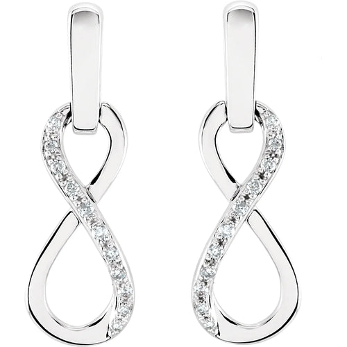 14K White 1/10 CTW Natural Diamond Infinity-Inspired Earrings