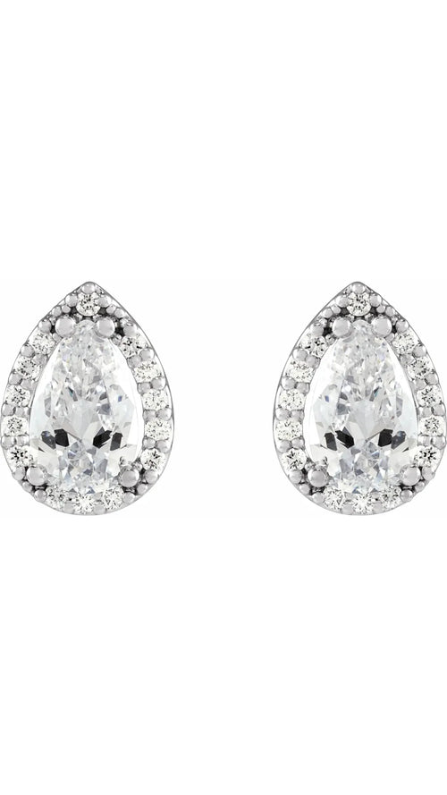 14K White 4x2.5 mm Pear 1/4 CTW Natural Diamond Halo-Style Earrings