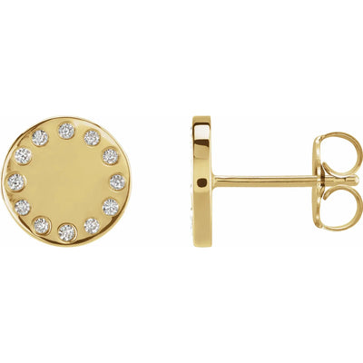 14K Yellow .05 CTW Natural Diamond Full Moon Phase Earring