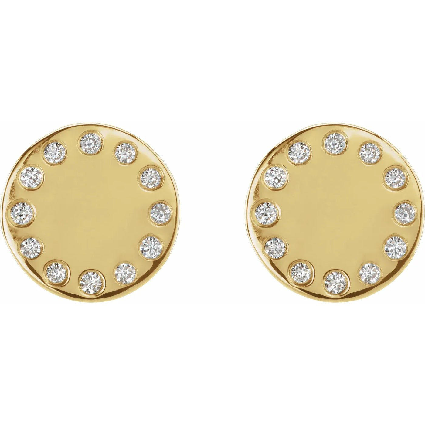 14K Yellow .05 CTW Natural Diamond Full Moon Phase Earring