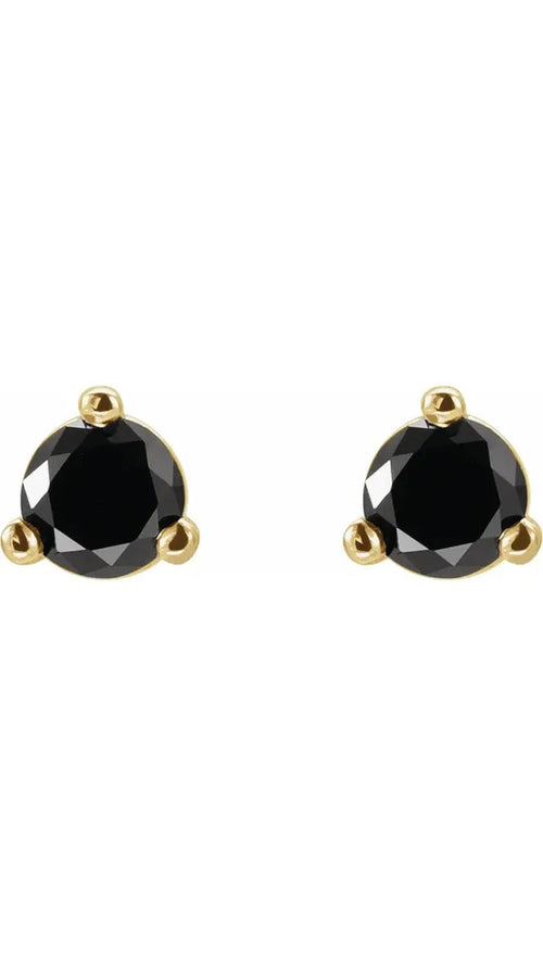 14K Yellow 1/8 CTW Natural Black Diamond Earrings
