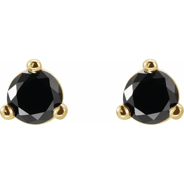 14K Yellow 1/8 CTW Natural Black Diamond Earrings