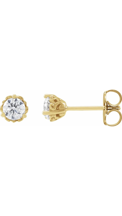 14K Yellow 3/8 CTW Natural Diamond Vintage-Inspired Earrings