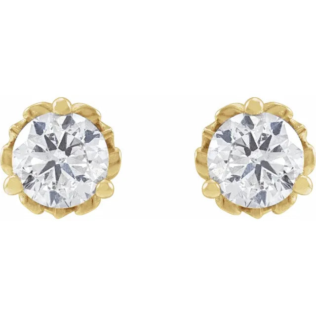 14K Yellow 3/8 CTW Natural Diamond Vintage-Inspired Earrings