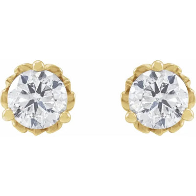 14K Yellow 3/8 CTW Natural Diamond Vintage-Inspired Earrings