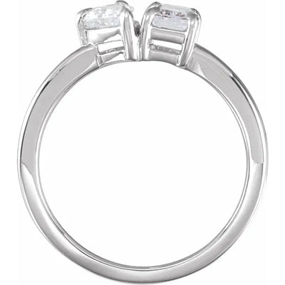 14K White 1 CTW Lab-Grown Diamond Two-Stone Ring