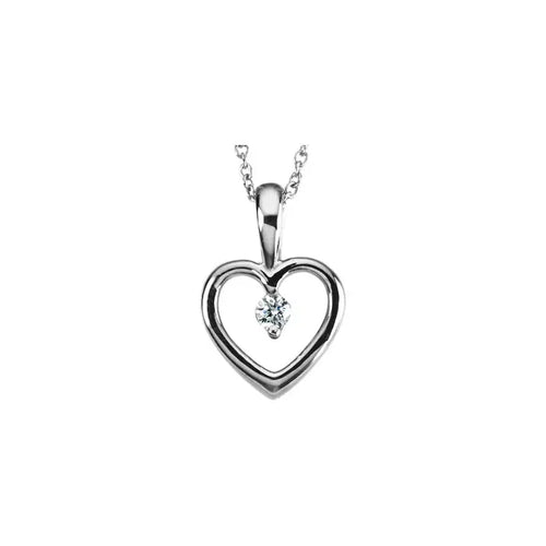 Platinum .07 CT Natural Diamond Heart 18" Necklace