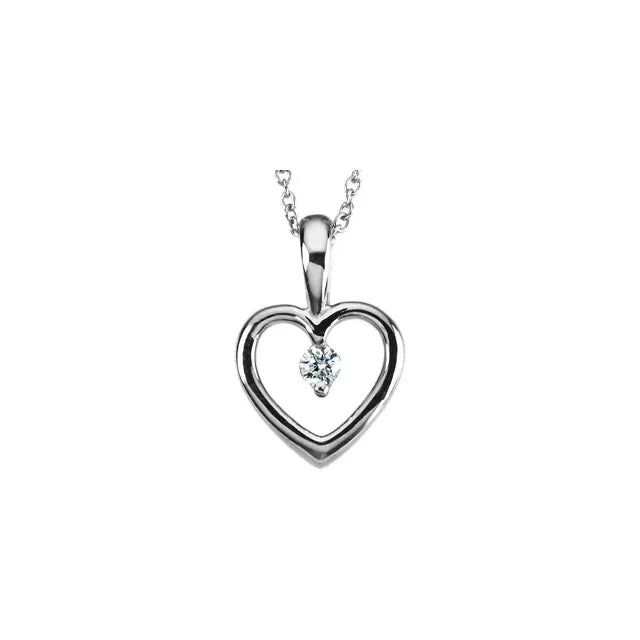 Platinum .07 CT Natural Diamond Heart 18" Necklace