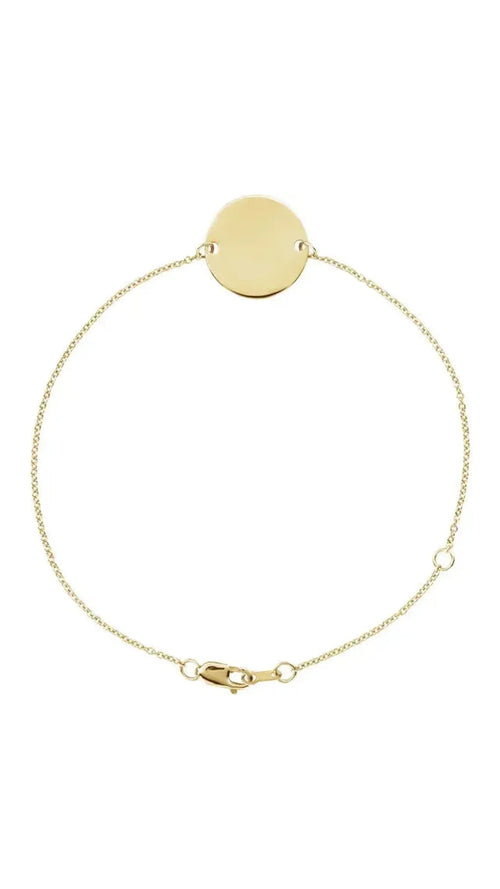 14K Yellow Engravable Adjustable Disc Bracelet