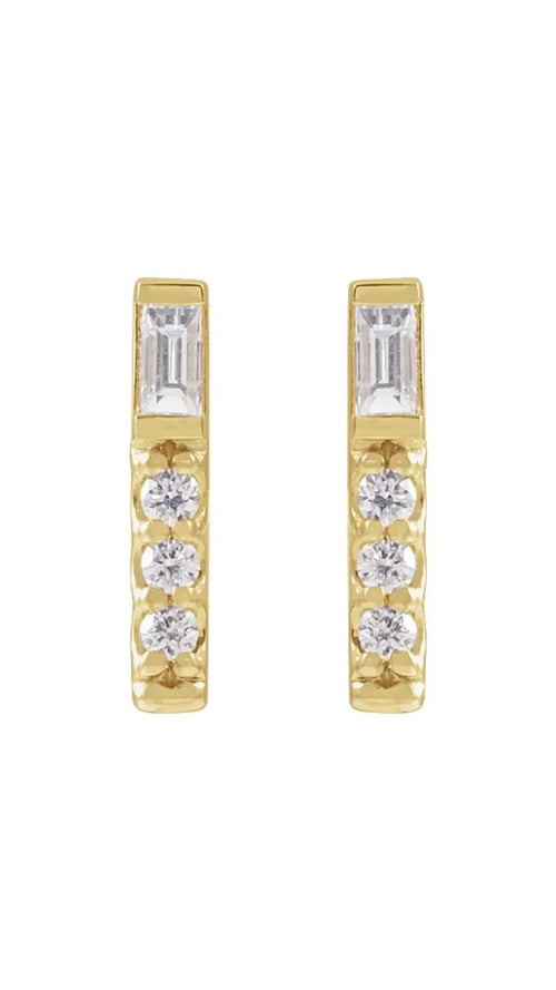 14K Yellow 1/5 CTW Natural Diamond Bar Earrings
