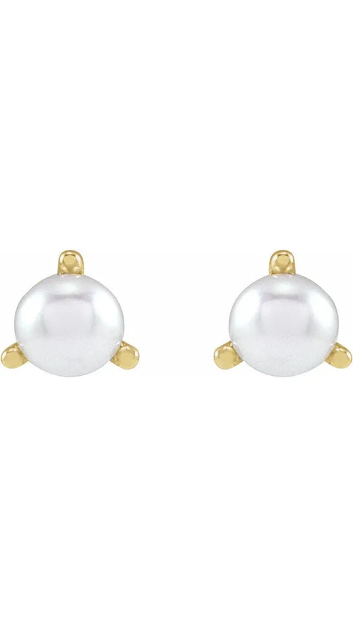 14K Yellow 2.5 mm Cultured White Seed Pearl Earrings