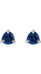 14K White 3.5 mm Natural Blue Sapphire Stud Earrings