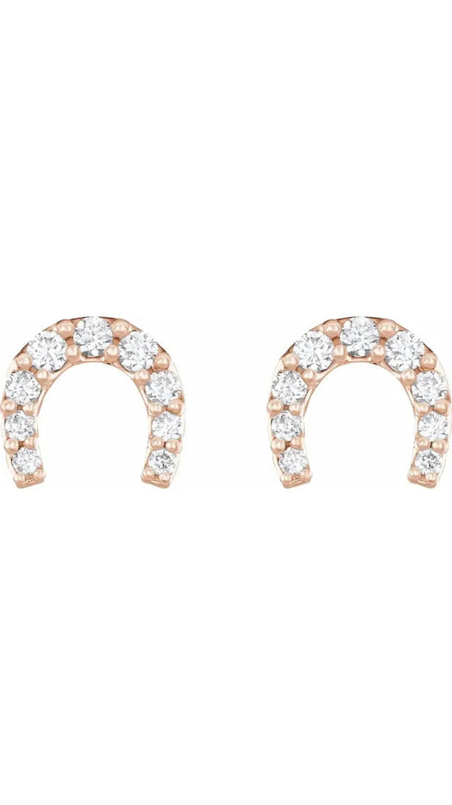 14K Rose 1/6 CTW Natural Diamond Horseshoe Earrings