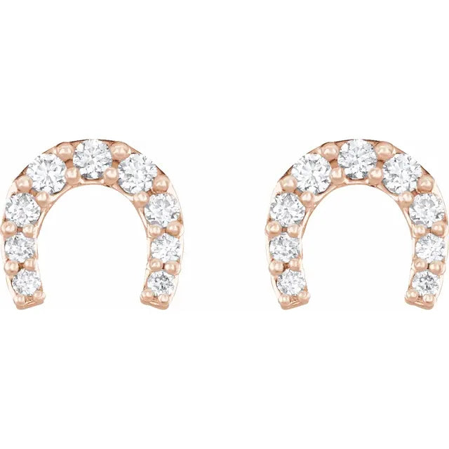 14K Rose 1/6 CTW Natural Diamond Horseshoe Earrings