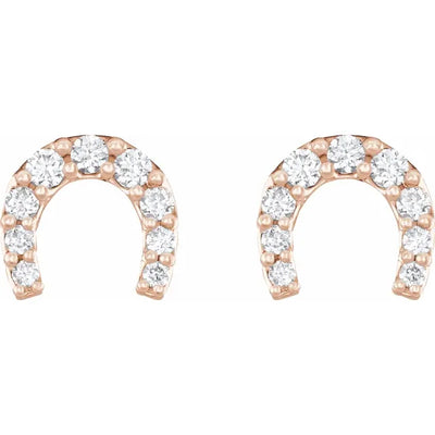 14K Rose 1/6 CTW Natural Diamond Horseshoe Earrings