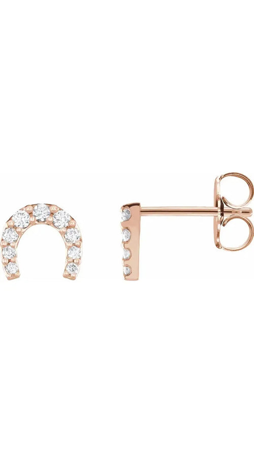 14K Rose 1/6 CTW Natural Diamond Horseshoe Earrings