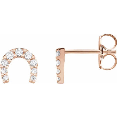 14K Rose 1/6 CTW Natural Diamond Horseshoe Earrings