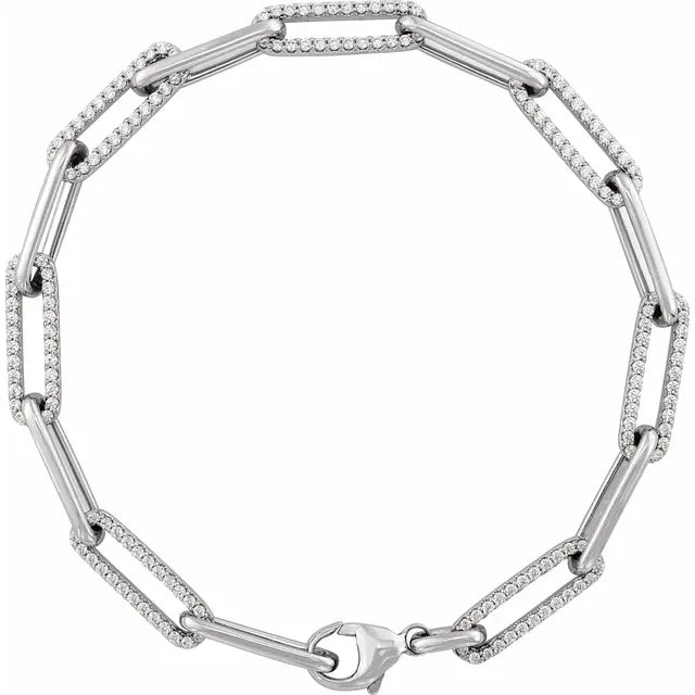 14K White 1 CTW Natural Diamond Link Bracelet
