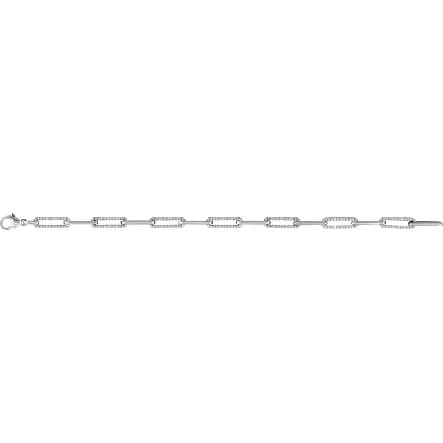 14K White 1 CTW Natural Diamond Link Bracelet