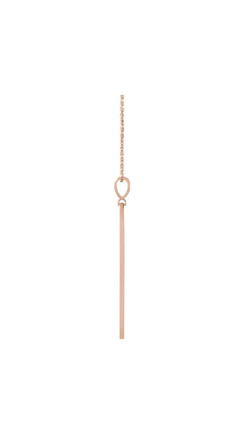 14K Rose .0025 CT Natural Diamond Arrow Bar 16-18" Necklace