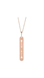 14K Rose .0025 CT Natural Diamond Arrow Bar 16-18" Necklace
